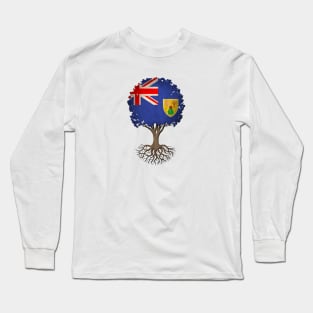 Tree of Life with Turks and Caicos Flag Long Sleeve T-Shirt